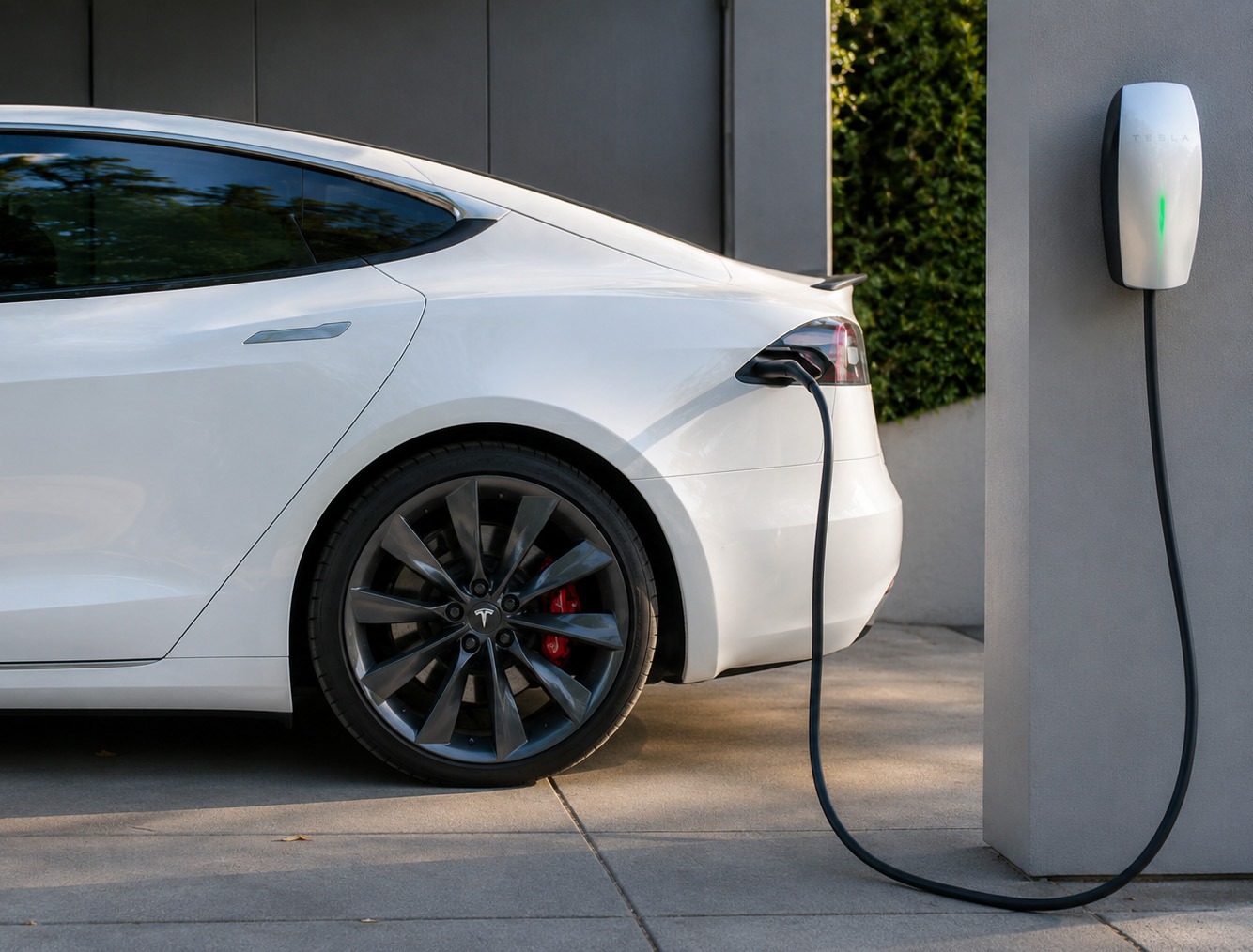 tesla with ev charger 1